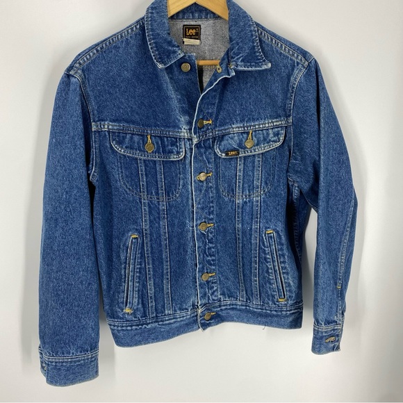 Vintage Lee Trucker Jean Jacket Zig Zag Stitch #153438 SZ S - Picture 4 of 15